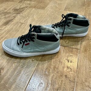 Vans Men’s Leather Hi Top Sneakers Grey Size 8.5 EUC